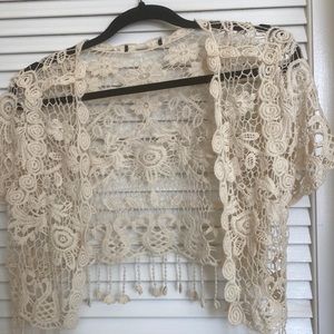 Cream lace shrug